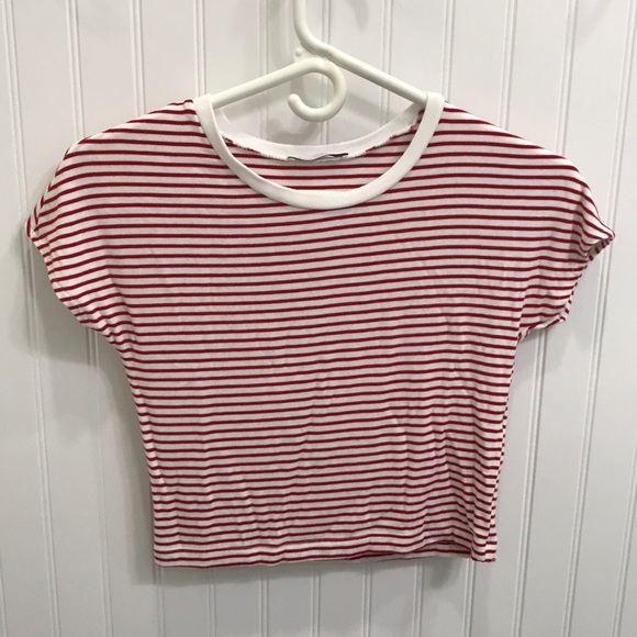 Zara Tops - Zara Red White Striped Shirt